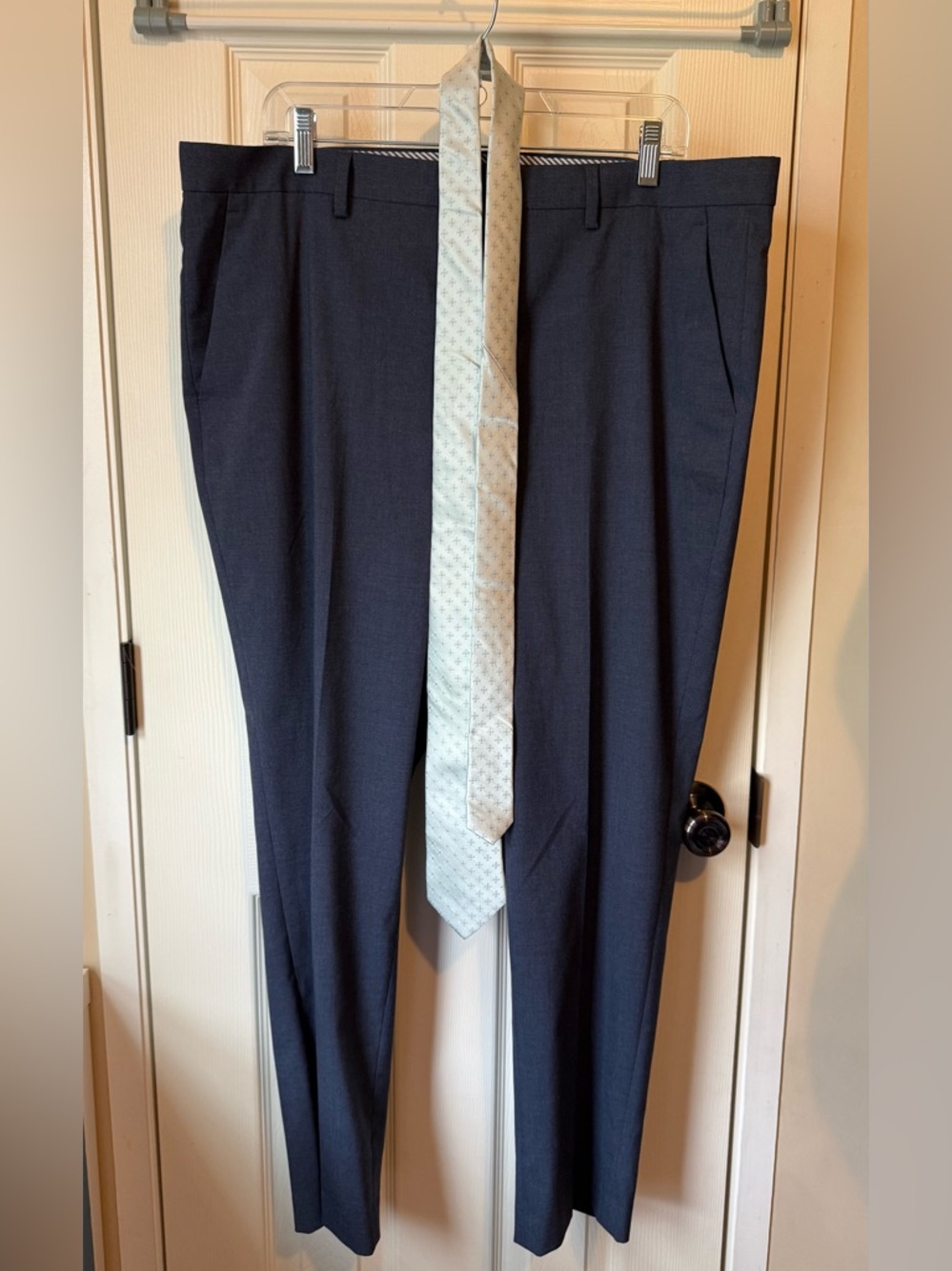 Express Extra Slim Blue Dress pants and tie bundle 36X30
